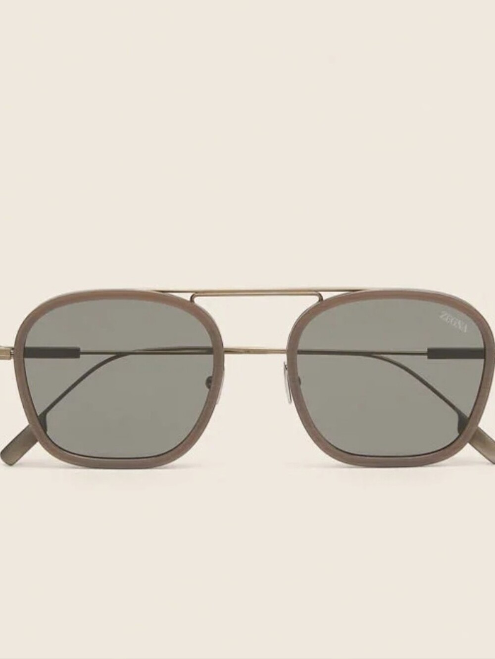 Zegna Beige Orizzonte I Titanium Sunglasses